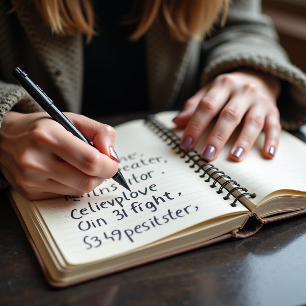 Woman Writing in Notebook