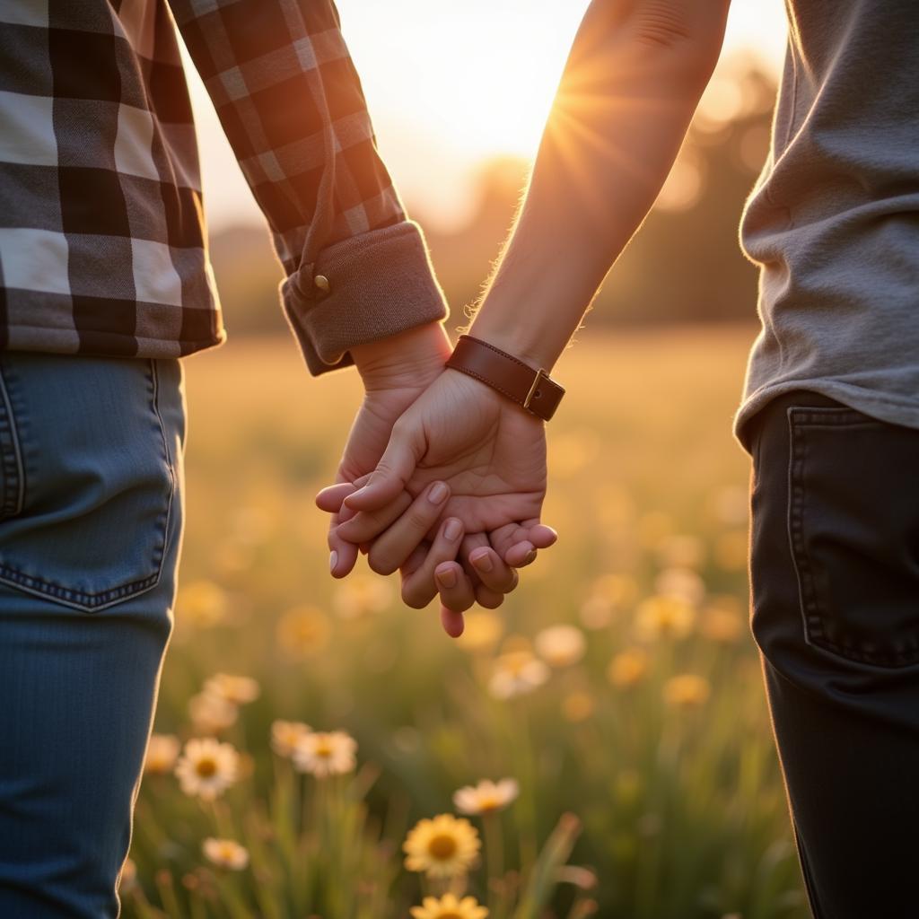 Couple holding hands