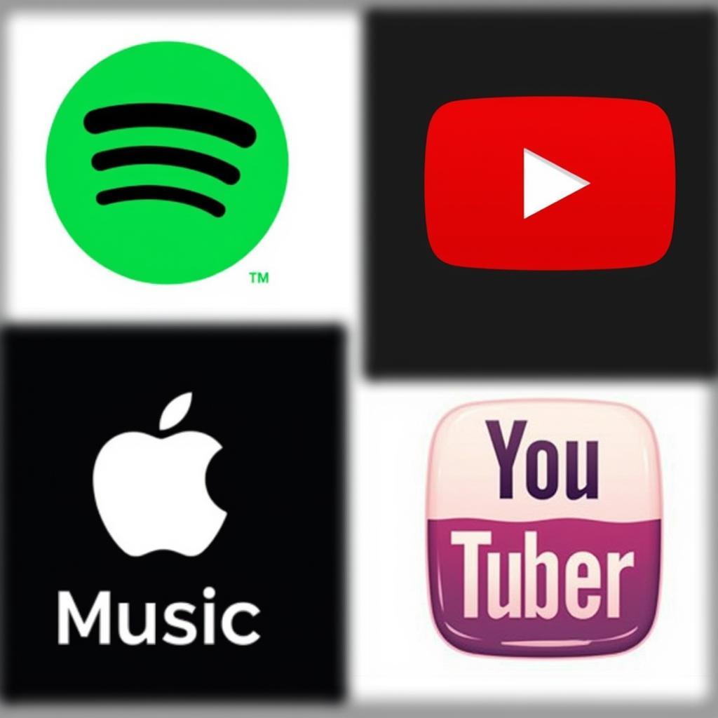 90s Music Streaming Platforms: Spotify, Apple Music, and YouTube Music logos.