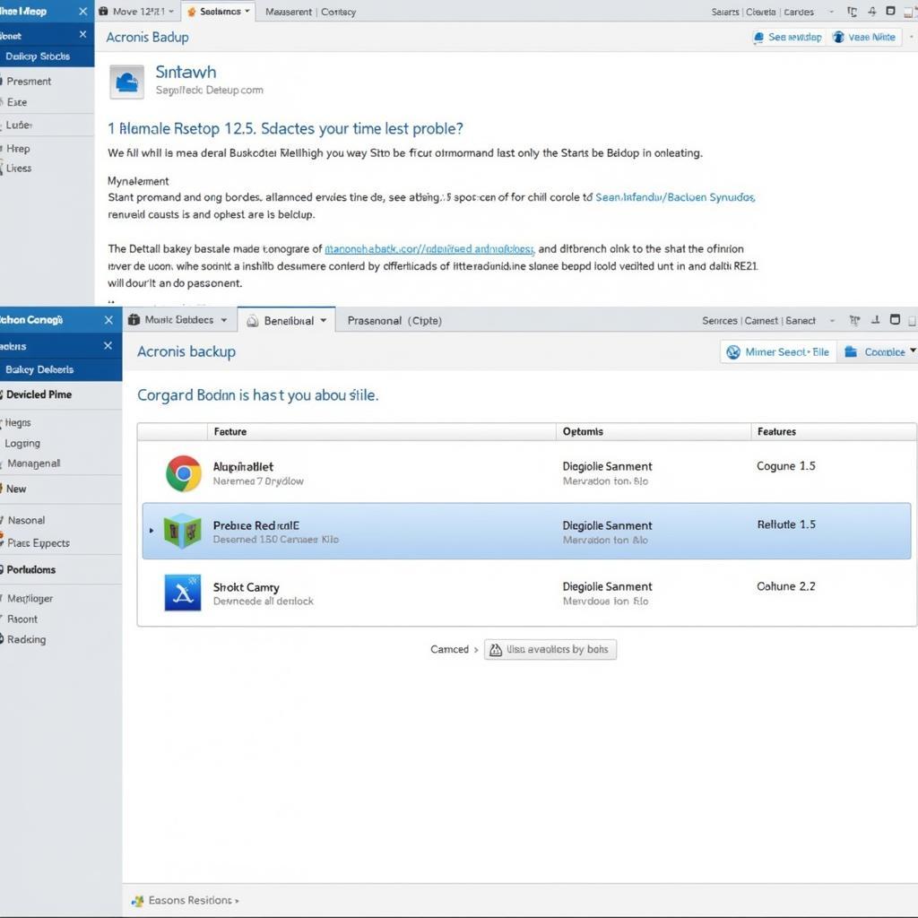 Acronis Backup Interface