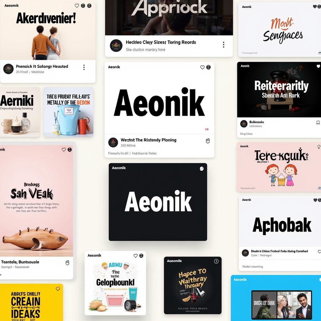 Examples of Aeonik font used in various design projects.