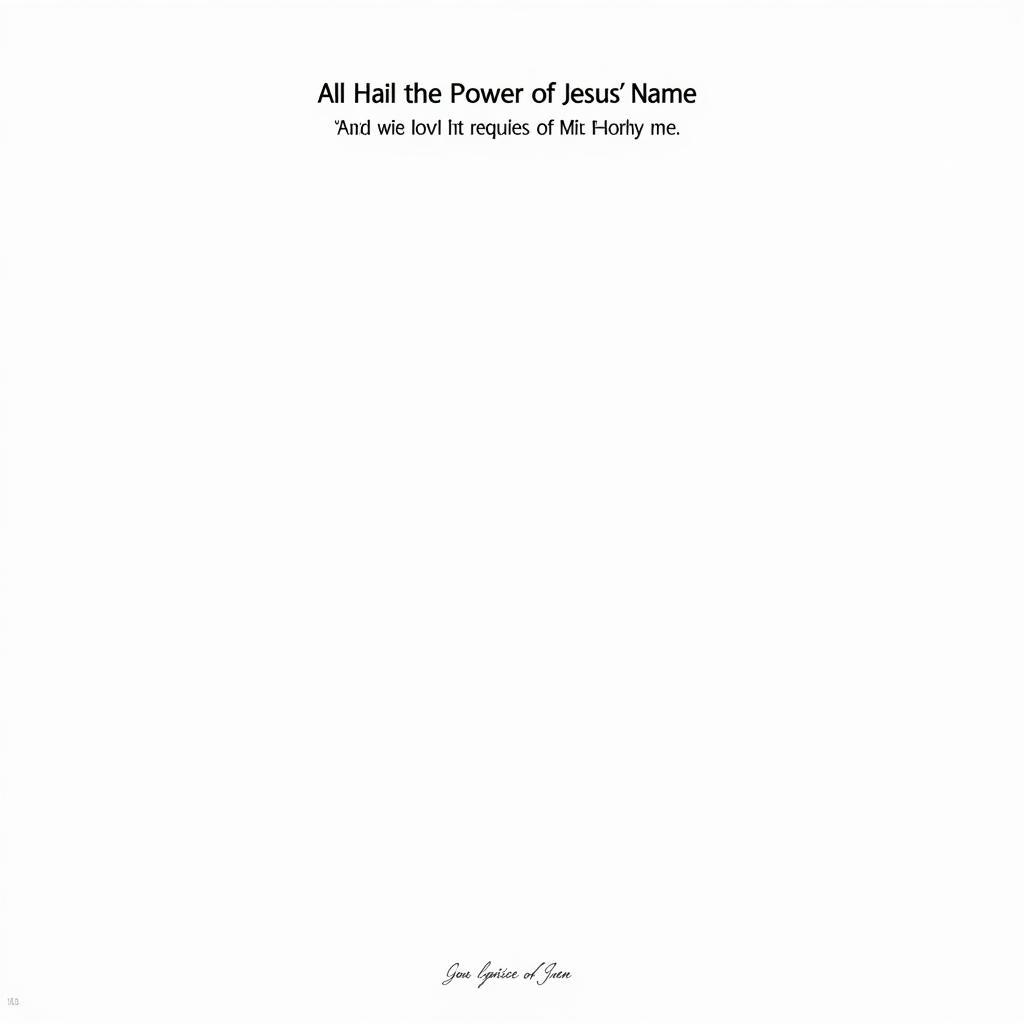 Sheet music with lyrics for All Hail the Power of Jesus Name