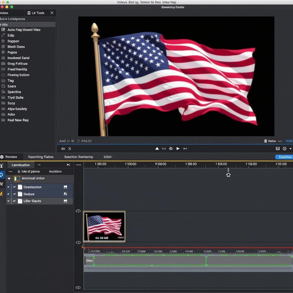 Editing an American flag video on a computer