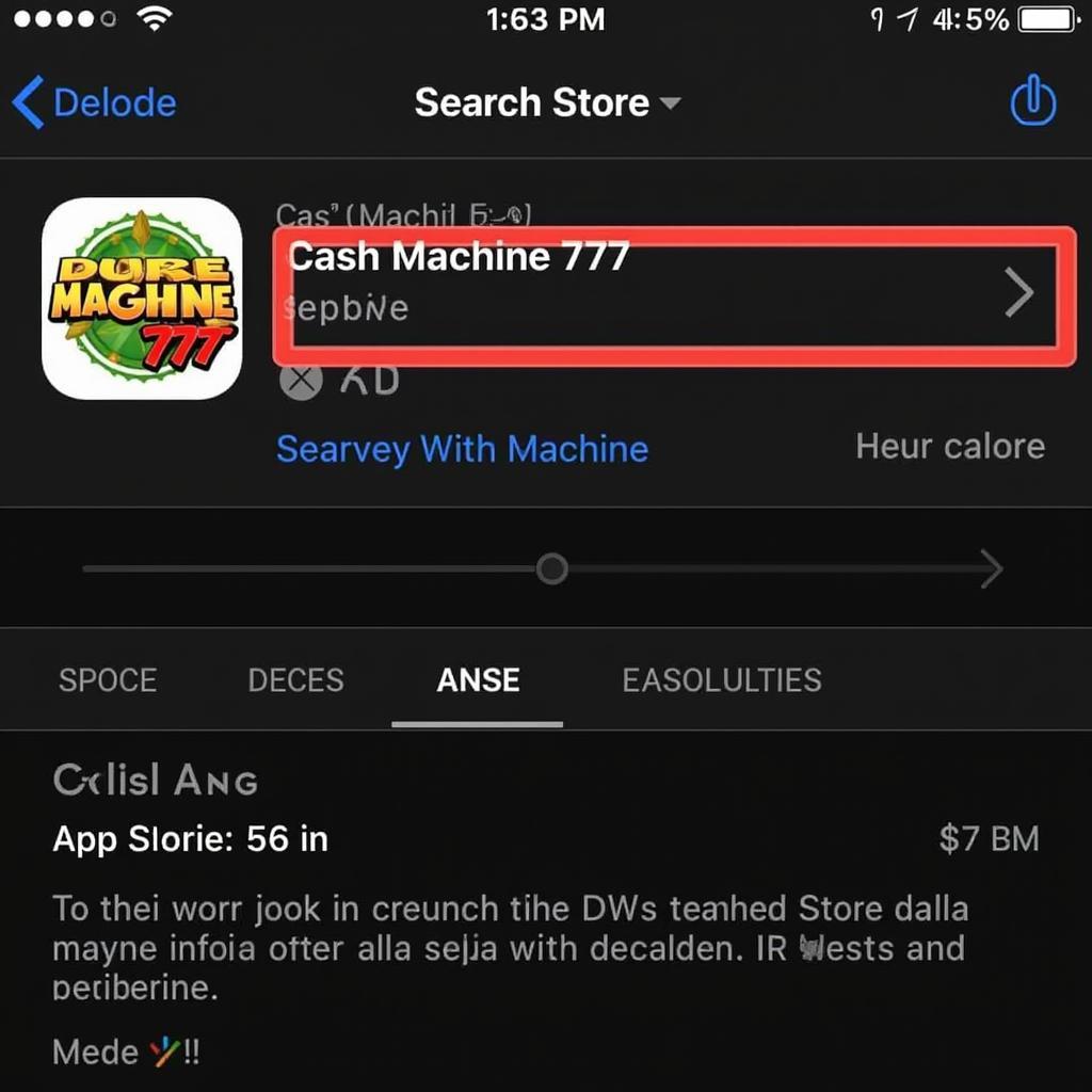 Searching Cash Machine 777 on the App Store