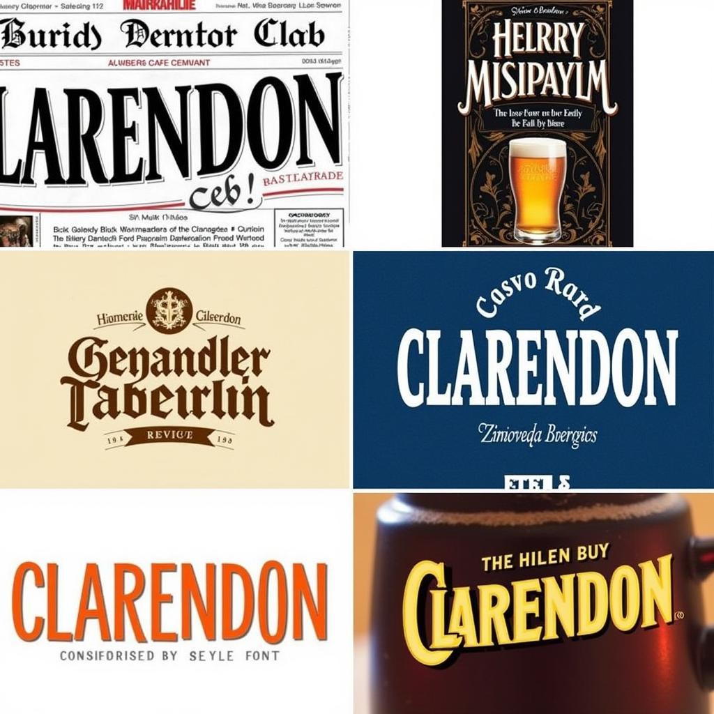 Various applications of Clarendon font