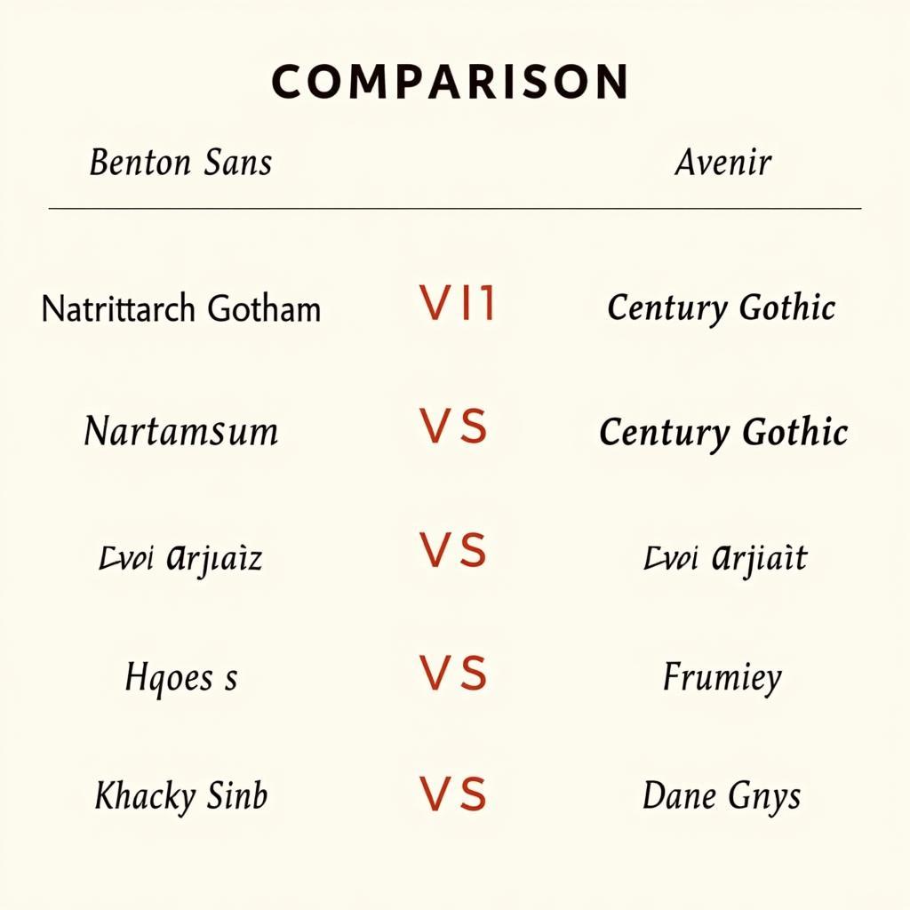 Comparison of Benton Sans and similar fonts