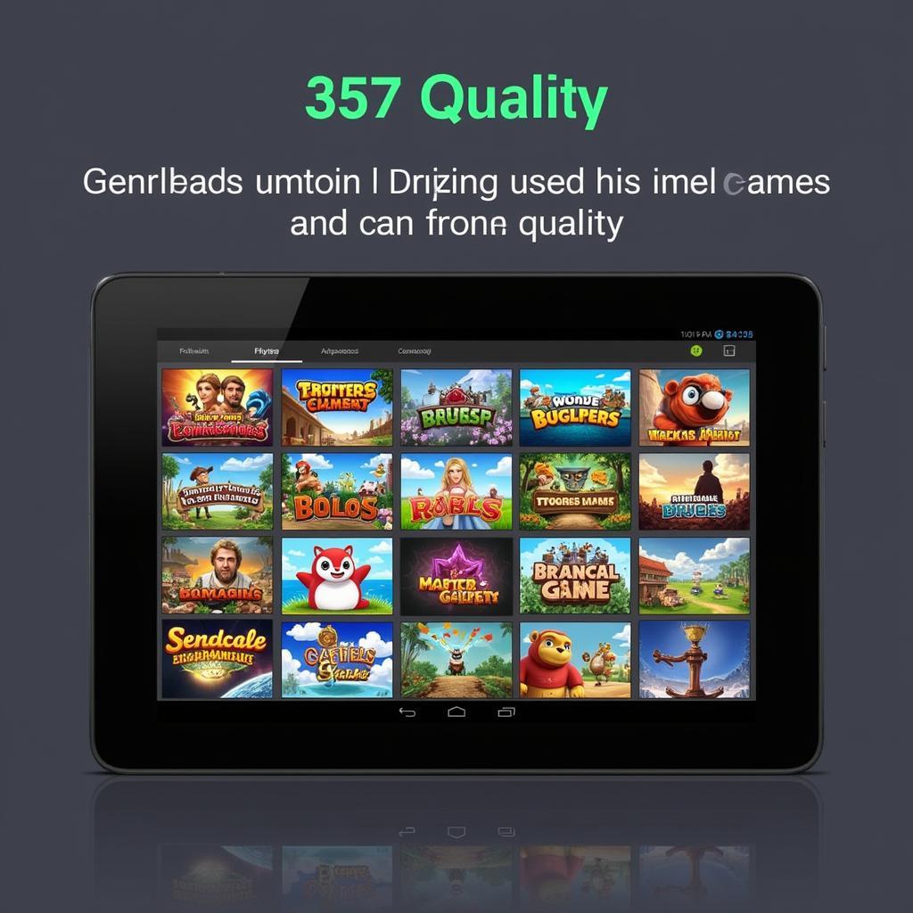 A selection of popular 357 games on an Android tablet