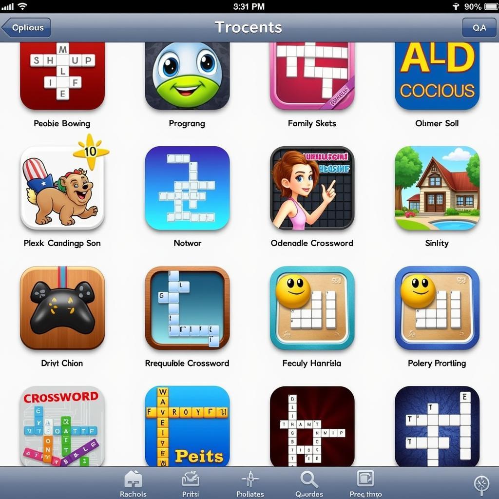 Variety of crossword apps on iPad home screen