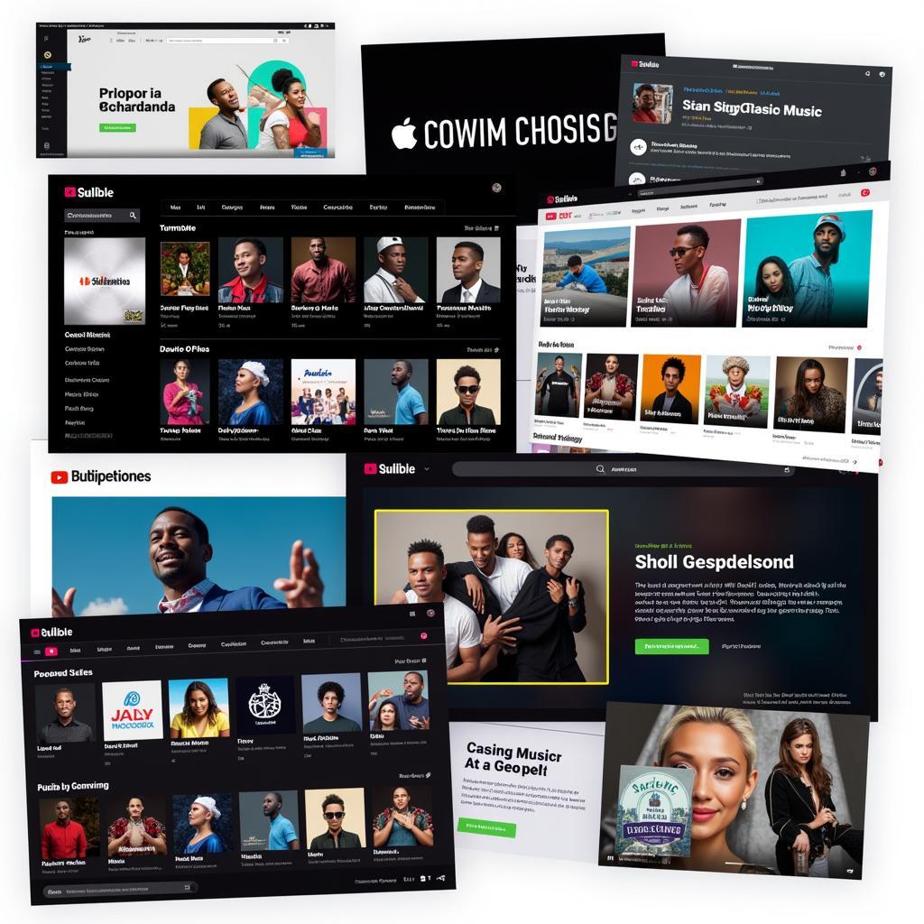 Screenshots of Different Music Platforms Offering Gospel Music