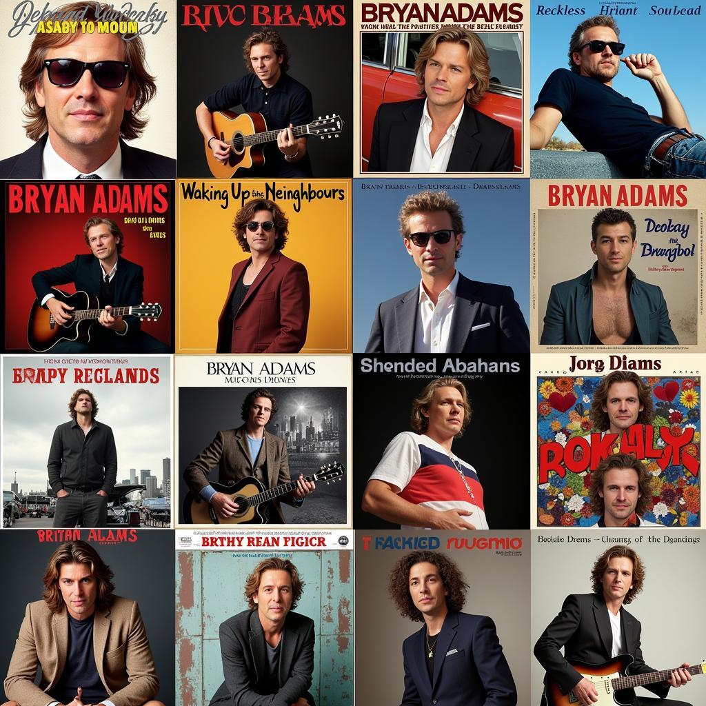 Collage of Bryan Adams' album covers