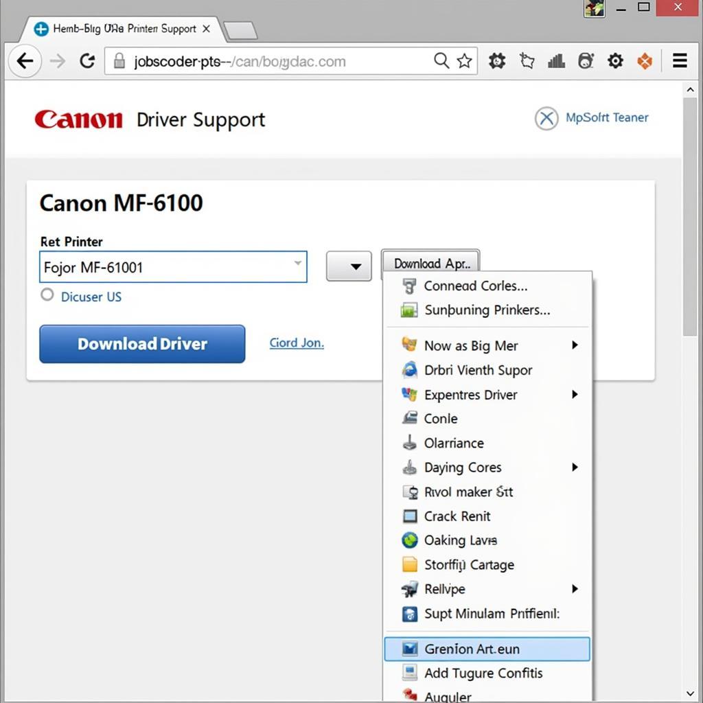 Canon MF6100 driver download page