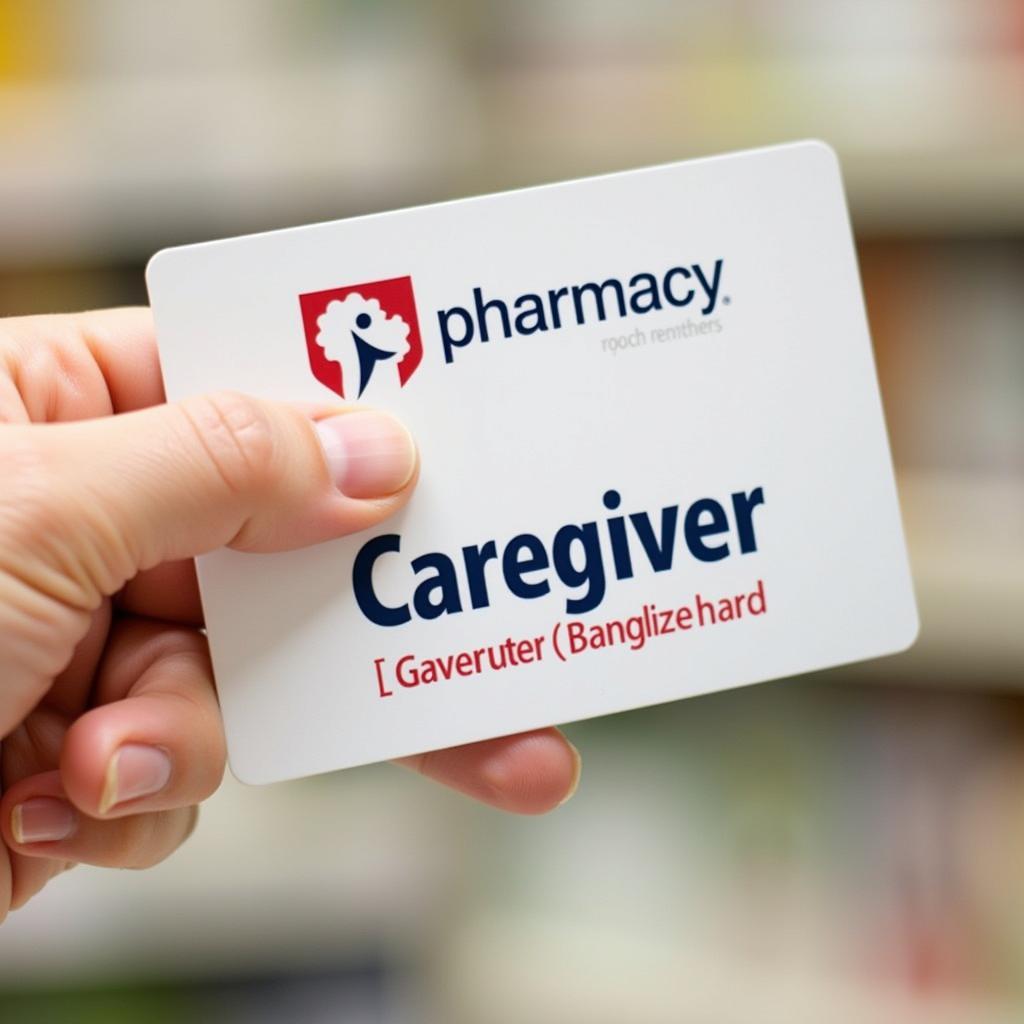 Close-up of a caregiver discount card