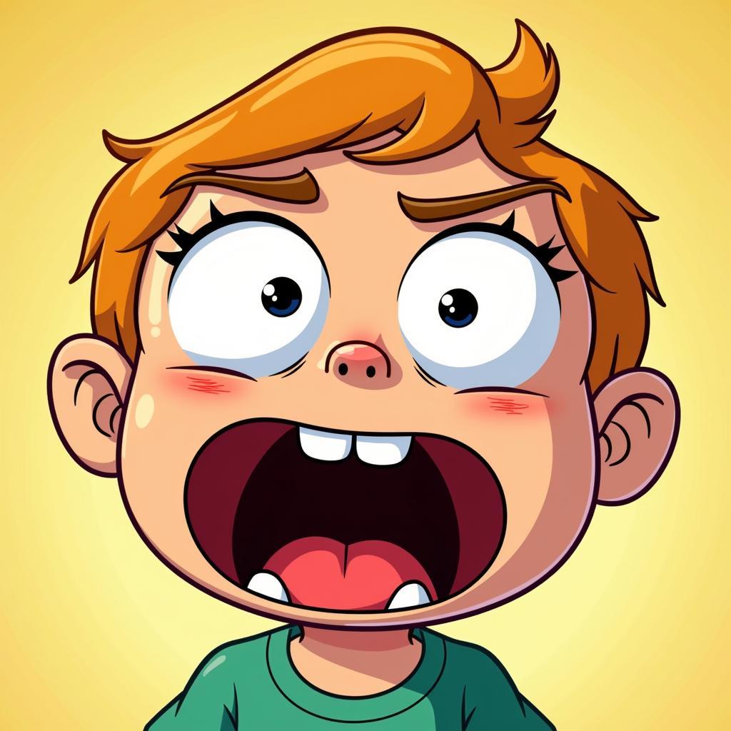 Cartoon Character With Exaggerated Scream