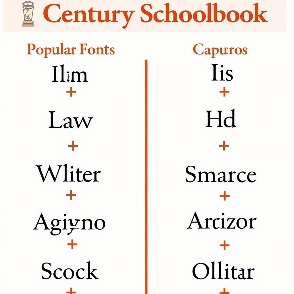 Century Schoolbook Font Compared to Other Fonts