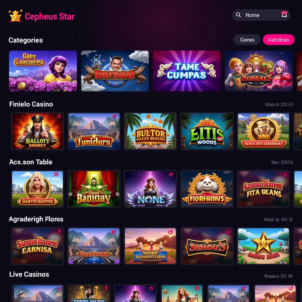 Cepheus Star Casino Game Lobby