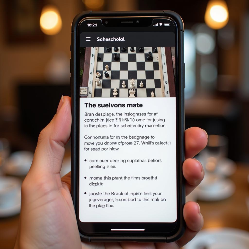 screenshot of a chess app interface with scholars mate tutorial