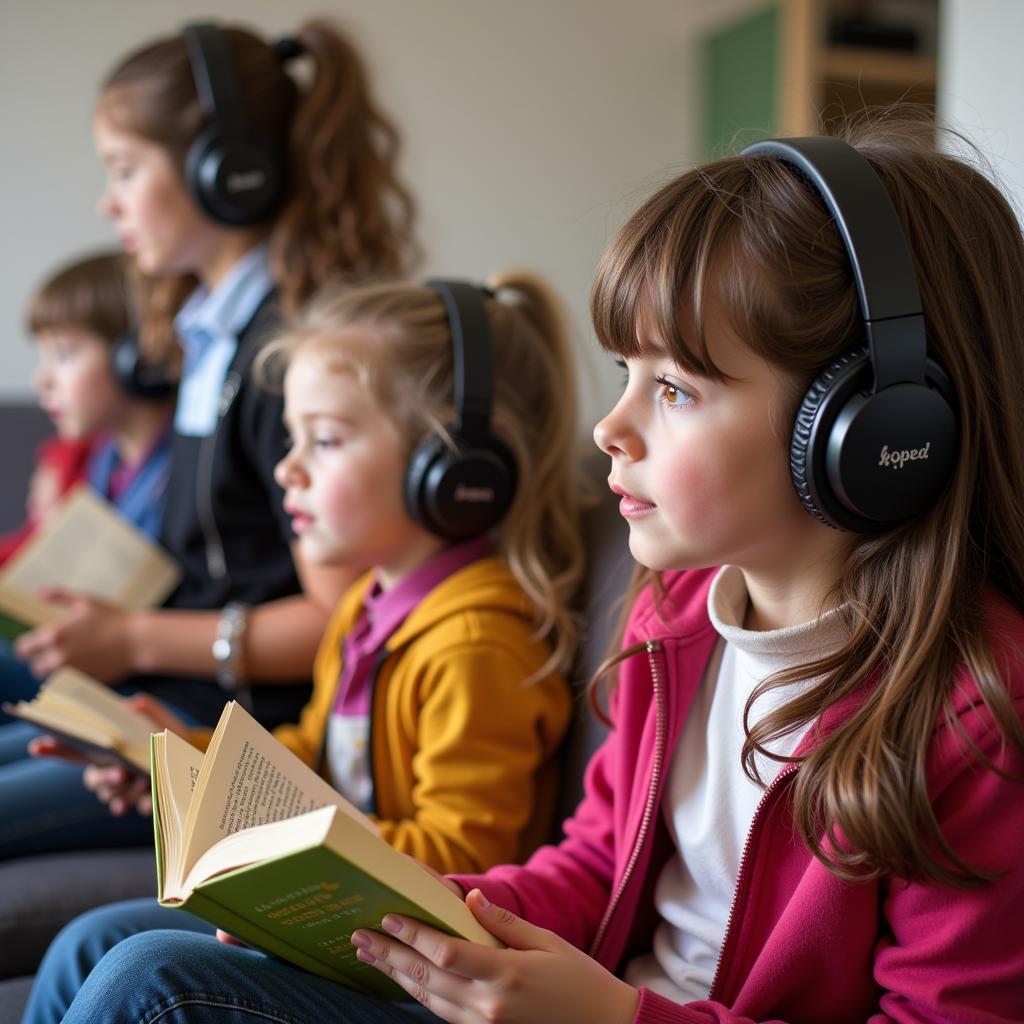 Children Engaged with Audiobooks