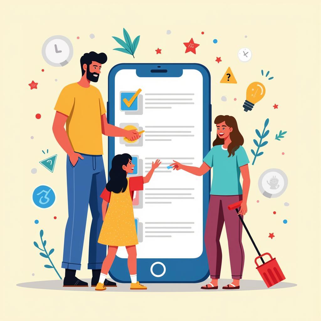 Family using a chore app