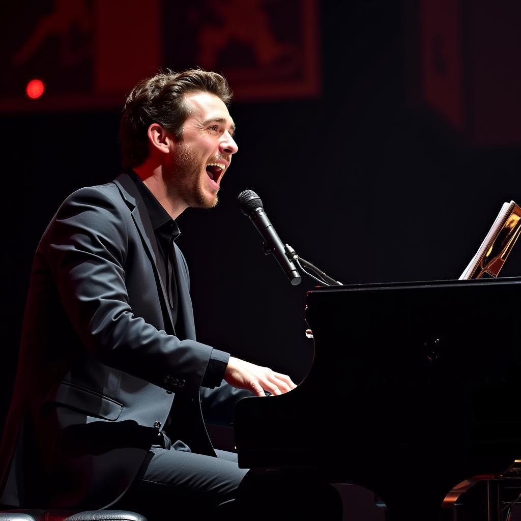 Chris Evans playing piano