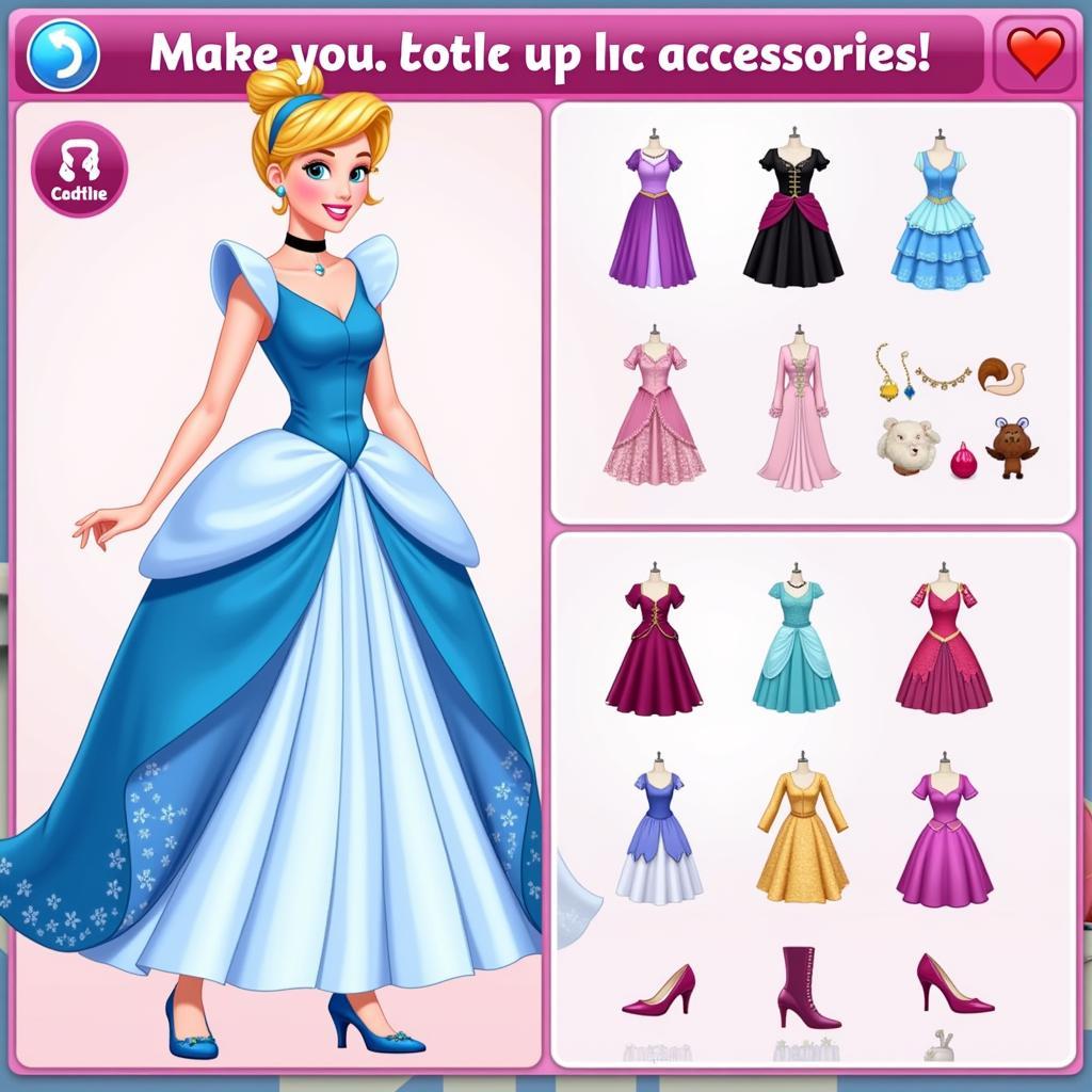 Cinderella Dress Up Game Options