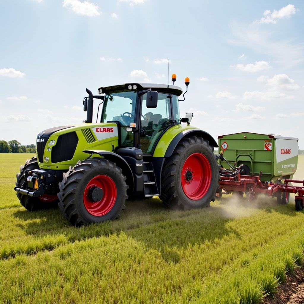 Claas Xerion Saddle Trac working in a field