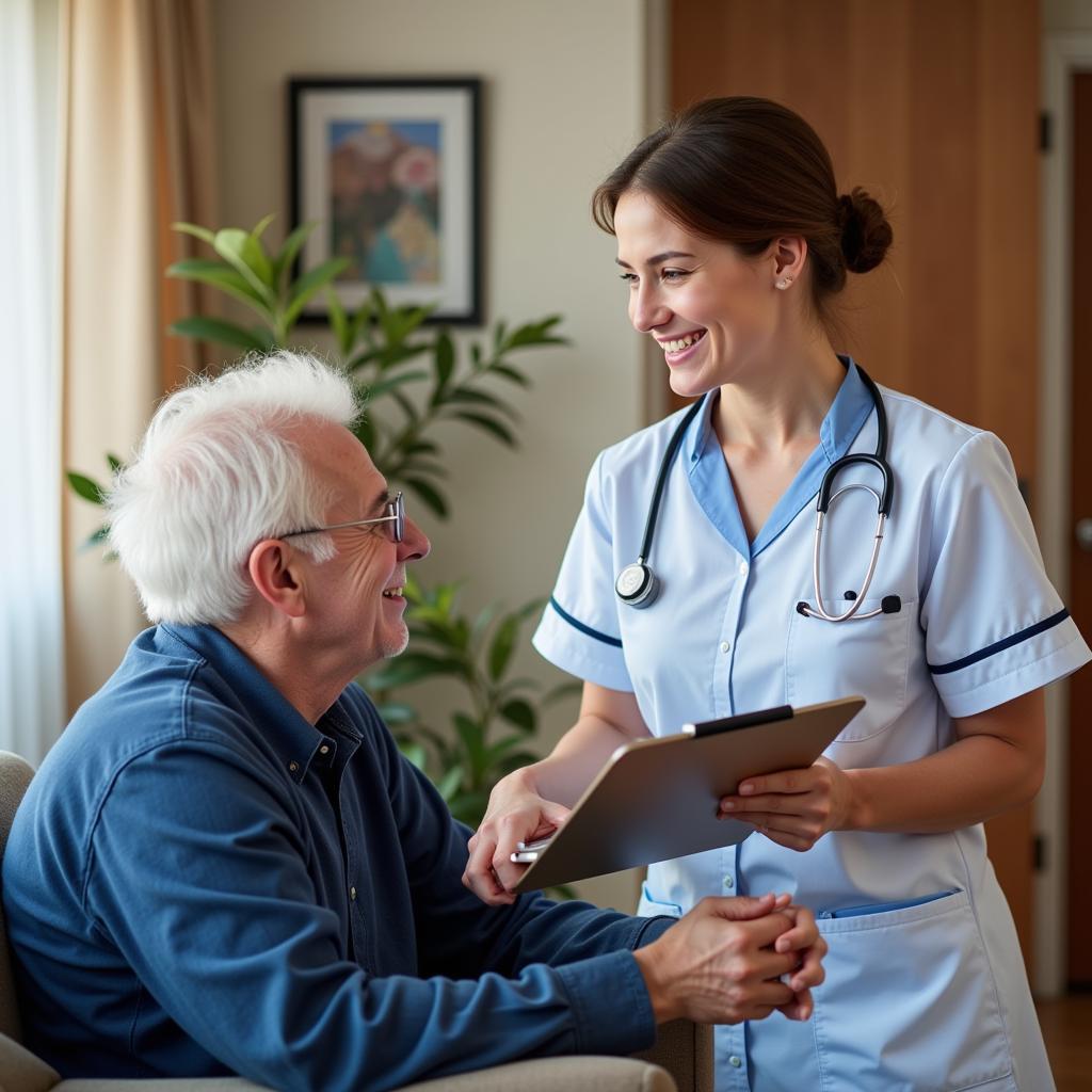 Community health nurse conducting a home visit