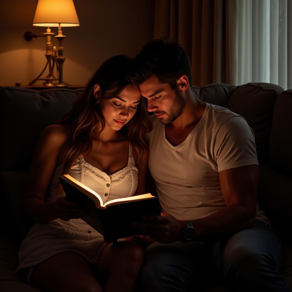 Couple Reading Erotic Literature Together