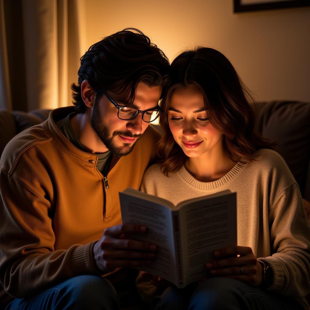 Couple enjoying the 5 Love Languages book