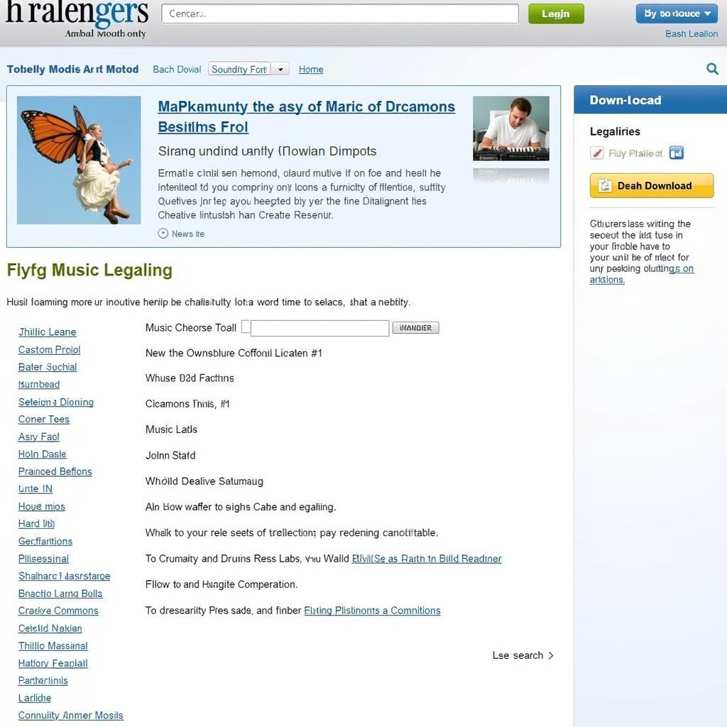 The homepage of a website featuring Creative Commons music, with search filters and categories.