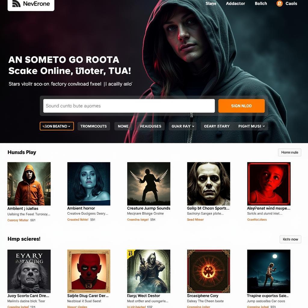 Online library with categorized creepy music and sound effects