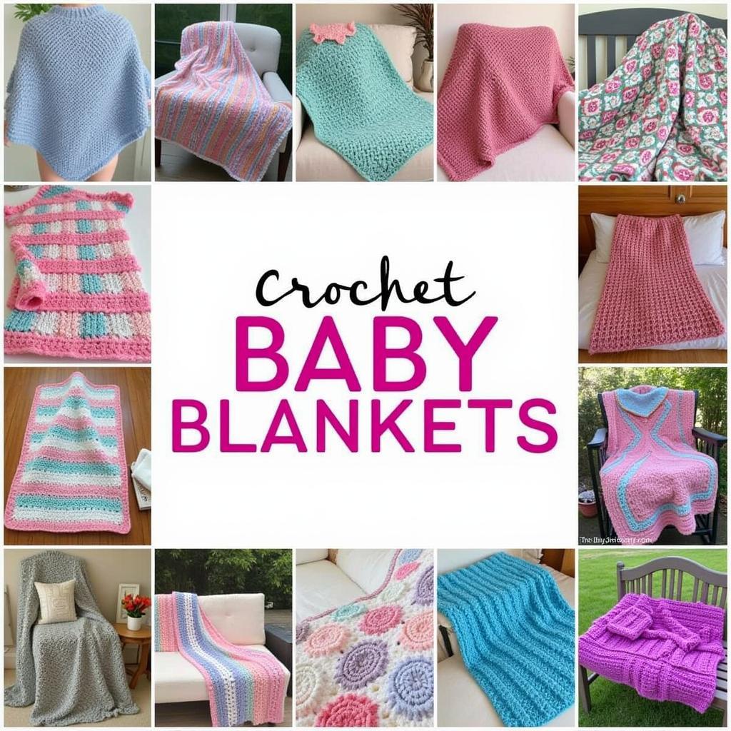 A variety of adorable crochet baby blanket patterns.