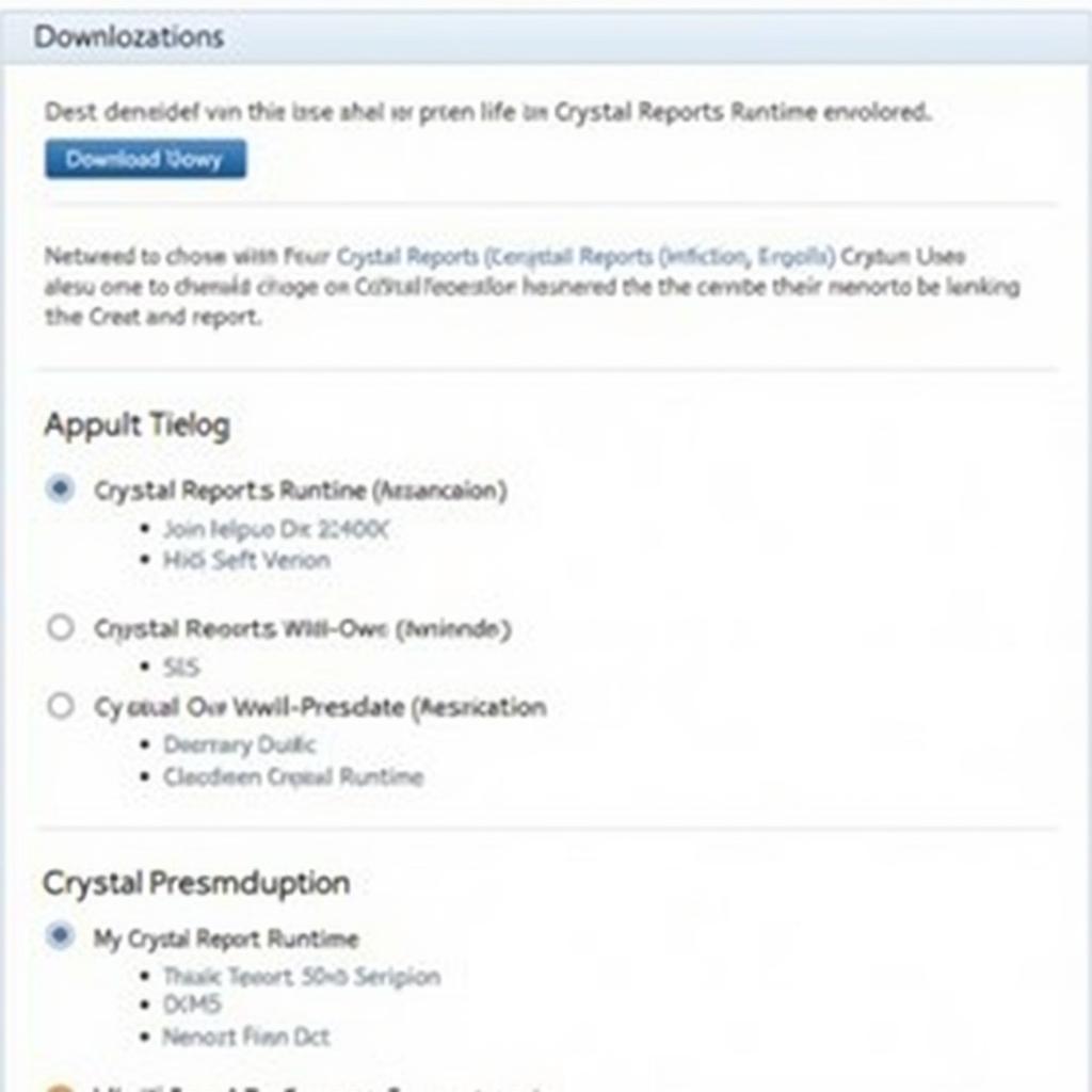 Crystal Reports Runtime Download Options