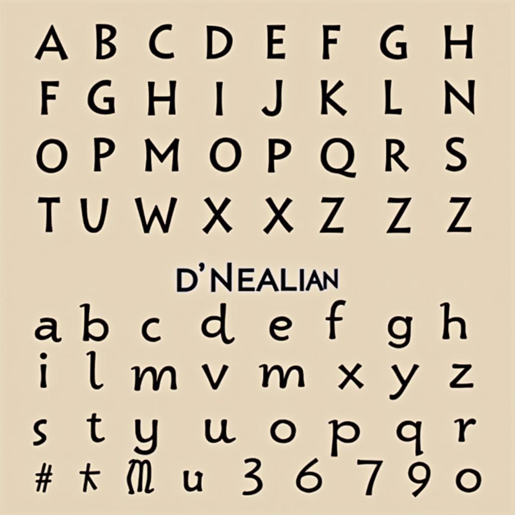 D'Nealian Font Alphabet Chart