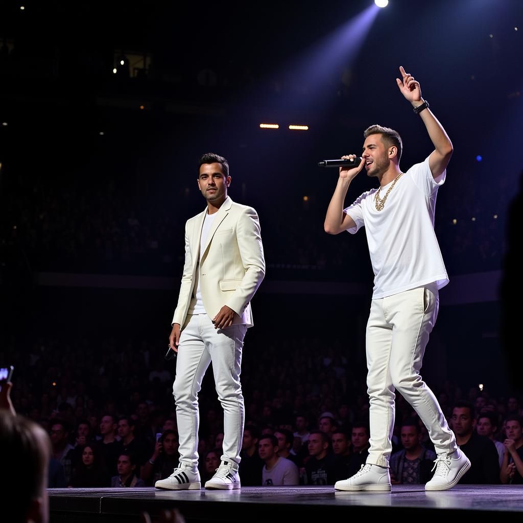 Luis Fonsi and Justin Bieber performing Despacito