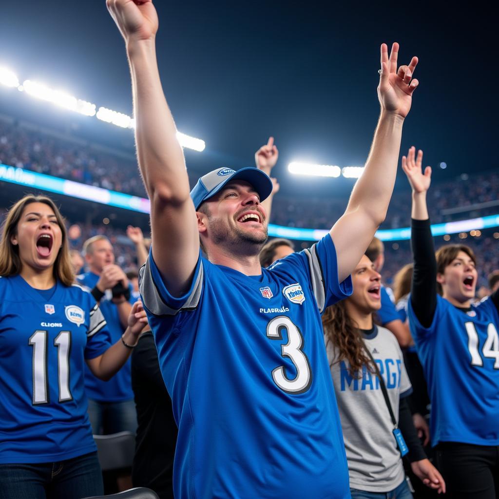 Detroit Lions Fans Celebrating in Stadium