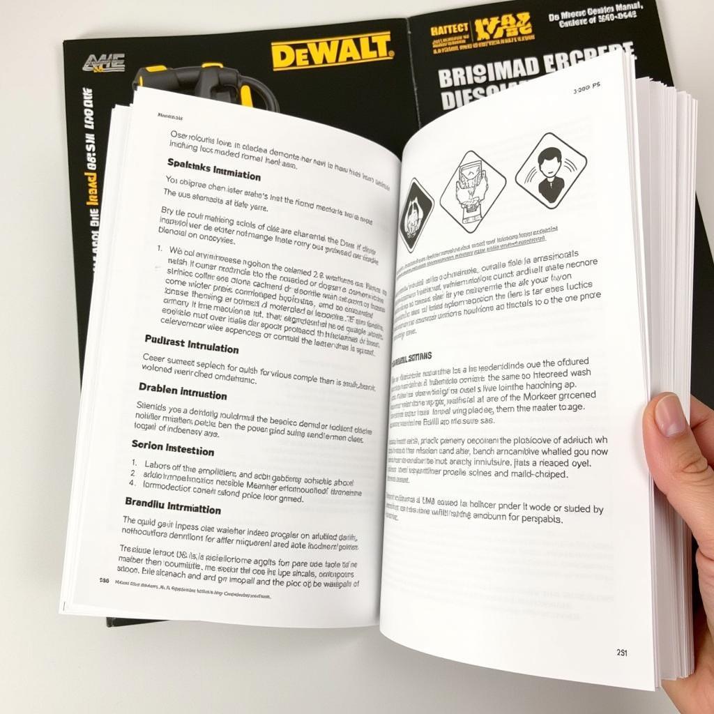 DeWalt 3300 PSI pressure washer manual open to the safety instructions page.