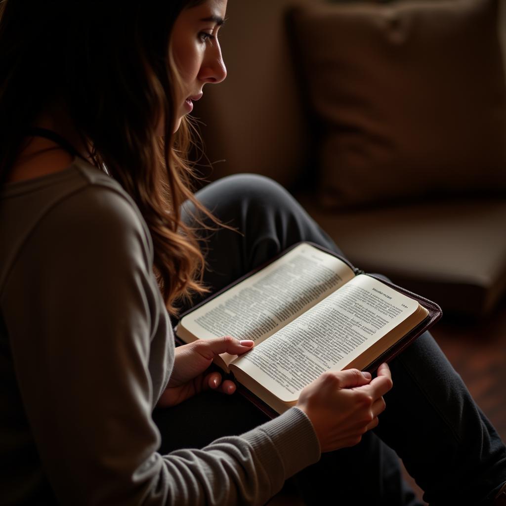 Woman Studying Digital Bible