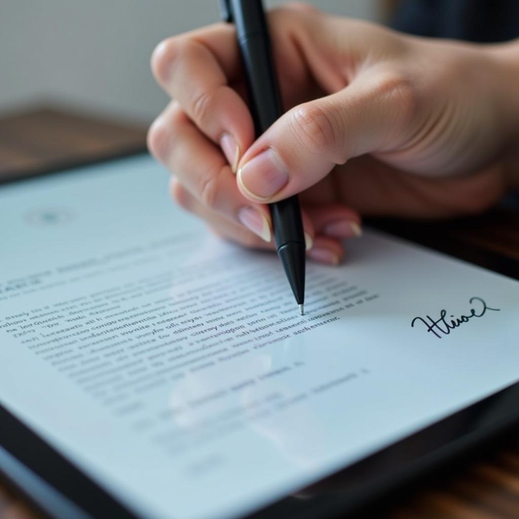 Signing a Document Electronically on a Tablet