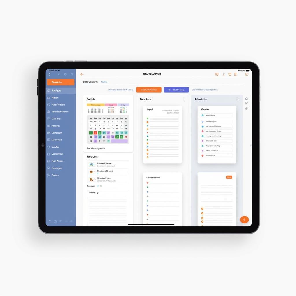 Digital planner features on a tablet