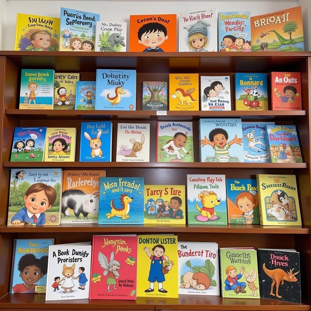 A colorful array of children's books, representing various genres and themes