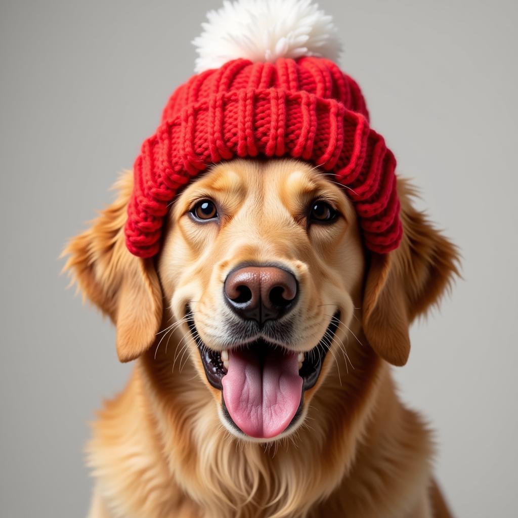 Adorable dog in a knitted hat