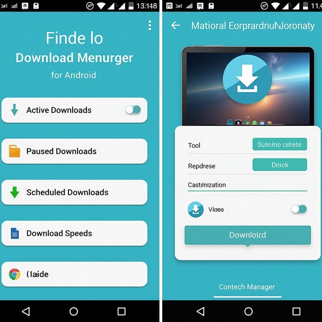 Phone screen showing a download manager app interface