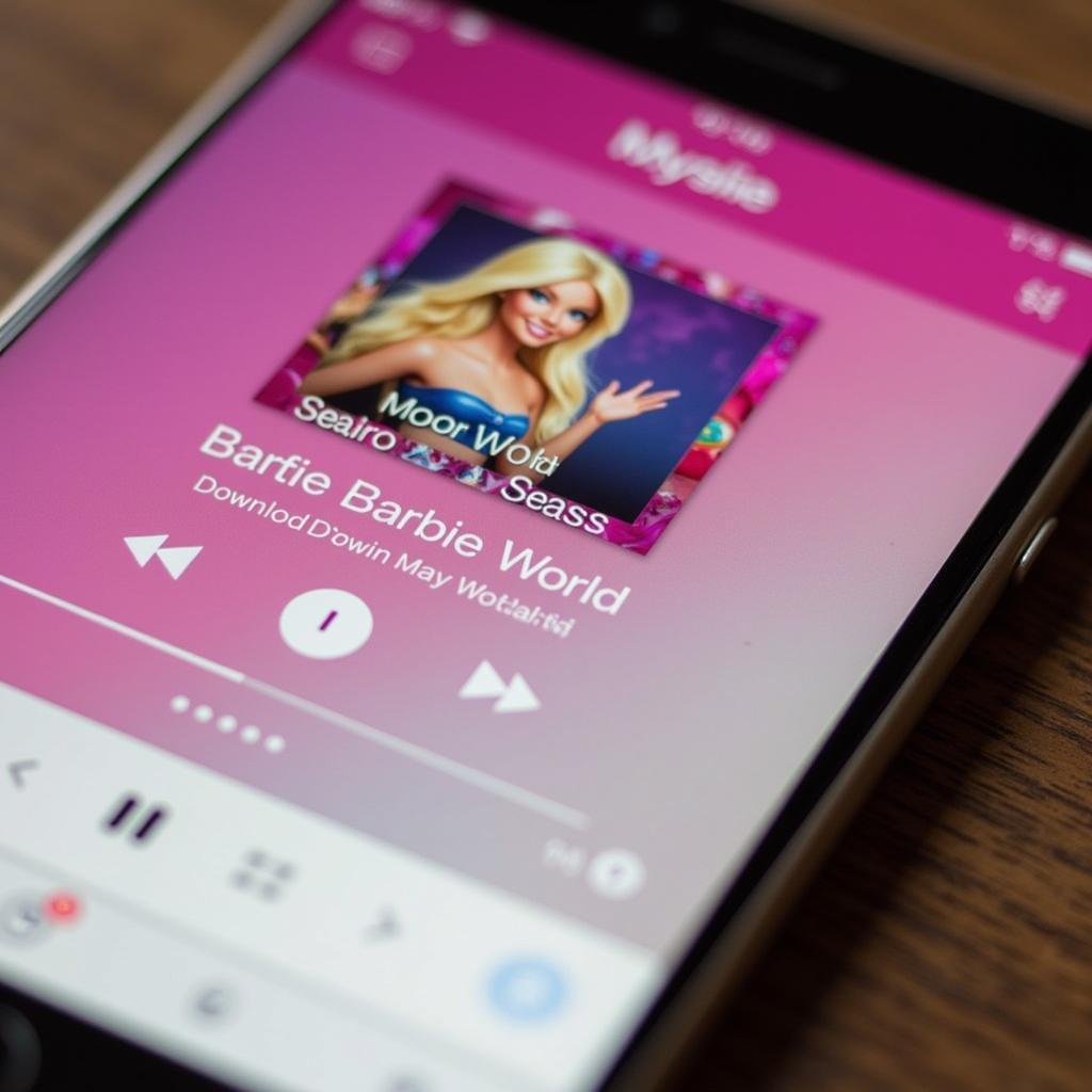 Downloading the Barbie World song on a smartphone