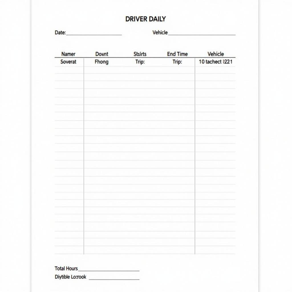 driver daily log sheet example