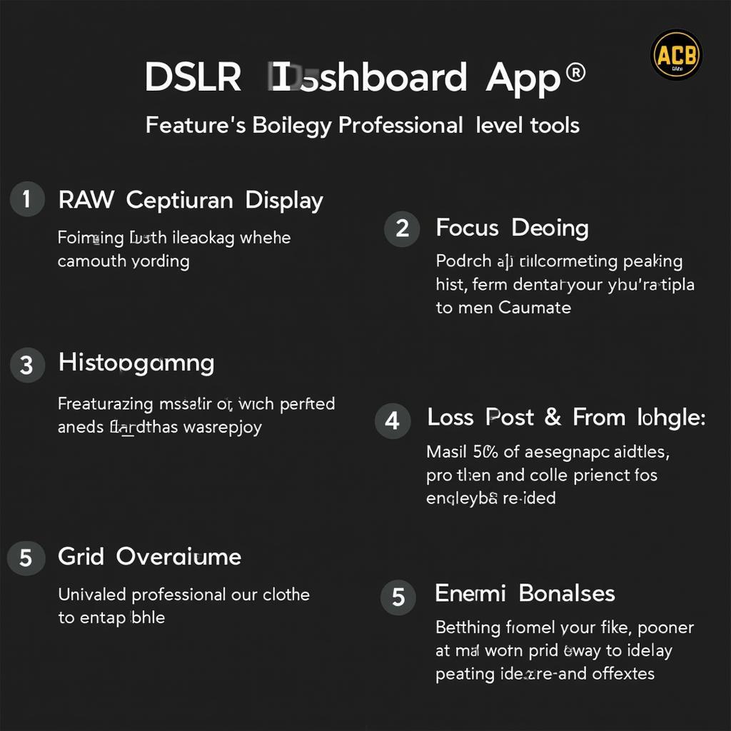 DSLR Dashboard App Features