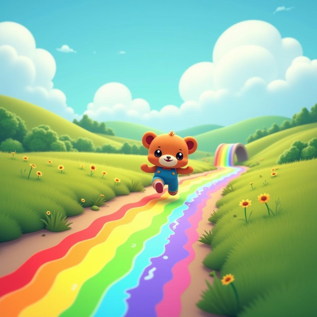 Endless Runner with Character Leaving a Rainbow Trail