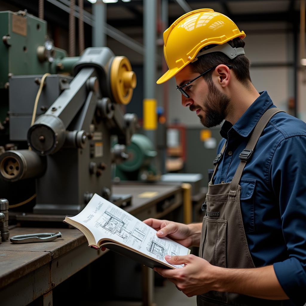 Engineer Referencing the Machinery's Handbook