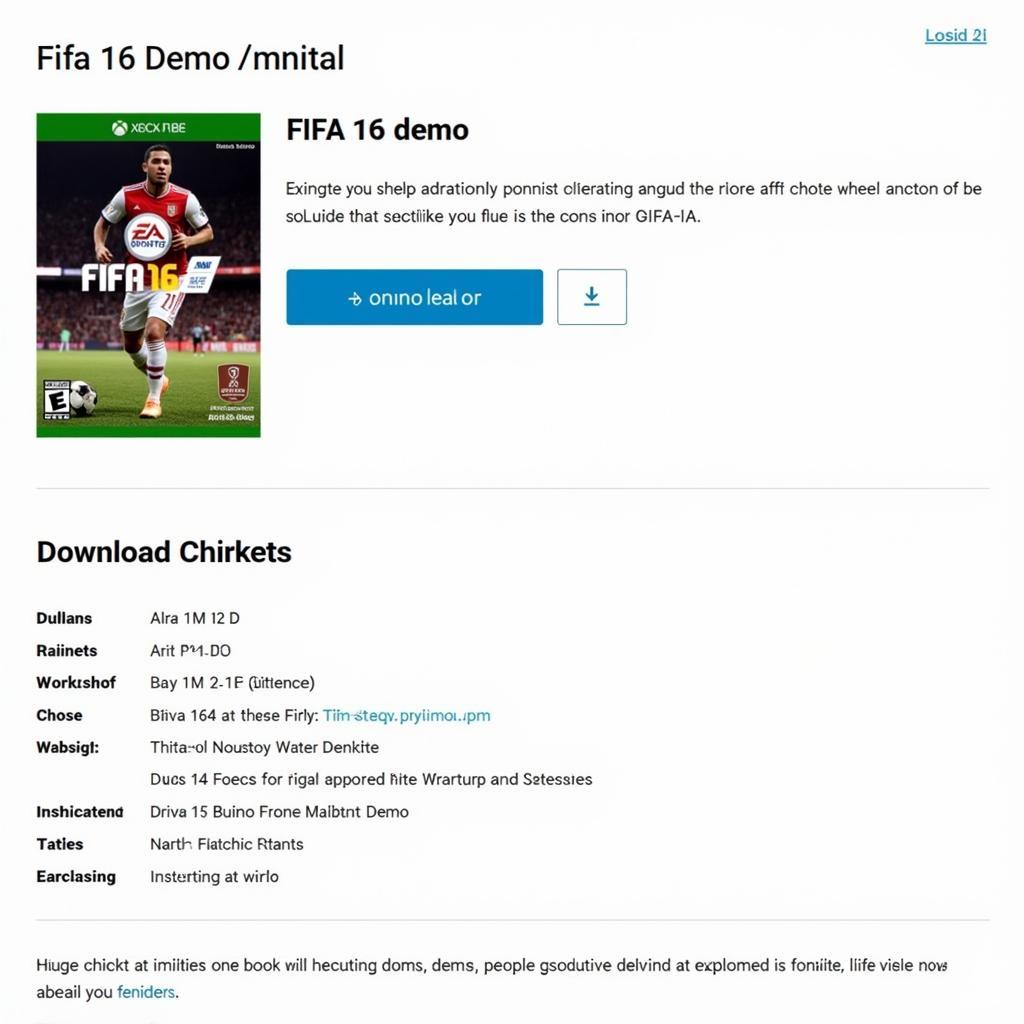 FIFA 16 Demo Download Page