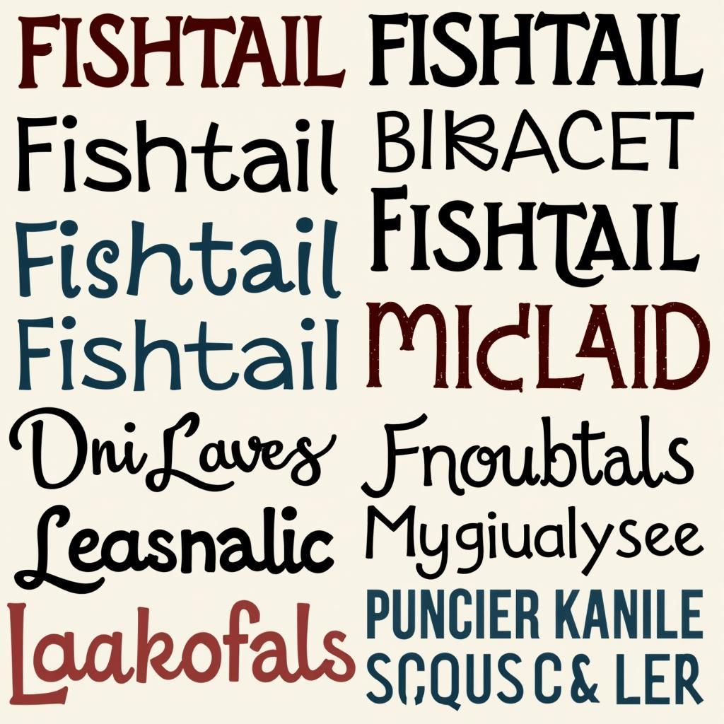 Fishtail Font Examples