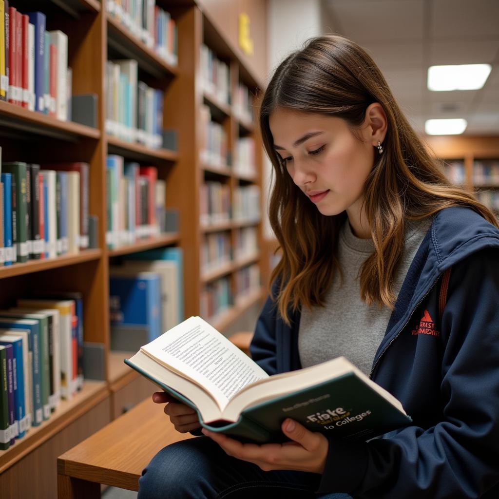 student-researching-fiske-guide-in-library